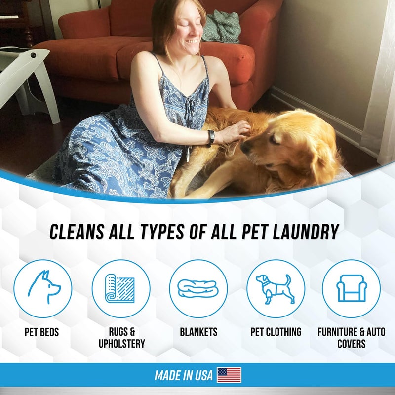Active Pet Laundry Detergent Odor Remover - ACTIVE Enzyme Based Powder Detergent for Dogs Beds, Cat Pee, HE Washer Friendly Natural Enzymatic Deodorizer, Urine, Smell, Dog Drool, Stain Eliminator - 64 Loads - Image 4
